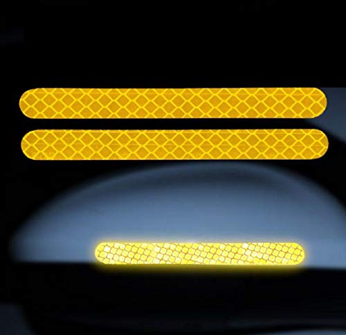 Allure Auto® 2pcs Rearview Mirror Sticker, Automotive Reflective Stickers Mirror Protection Car Rear View Mirror Stickers Night Light Warning Strip, Yellow for Hyundai Venue