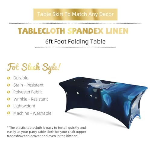 Housse de table extensible EdWal 1m80 imprimé ours blanc pour buffet rectangulaire