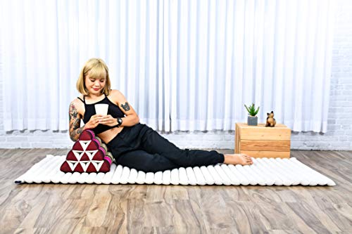Image of Leewadee Triangle Cushion - Comfortable Backrest for TV or Reading, Incline Pillow for Relaxing Made of Kapok, 20 x 13 x 13 inches, Auburn Pink
