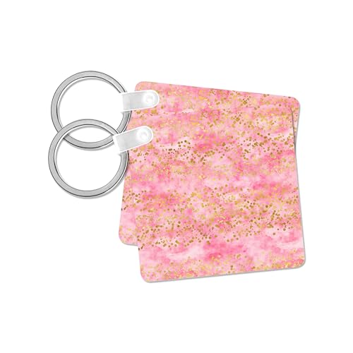 Llavero de confeti rosa acuarela de 3dRose en juego de 2 piezas cuadradas de 2.25 pulgadas
