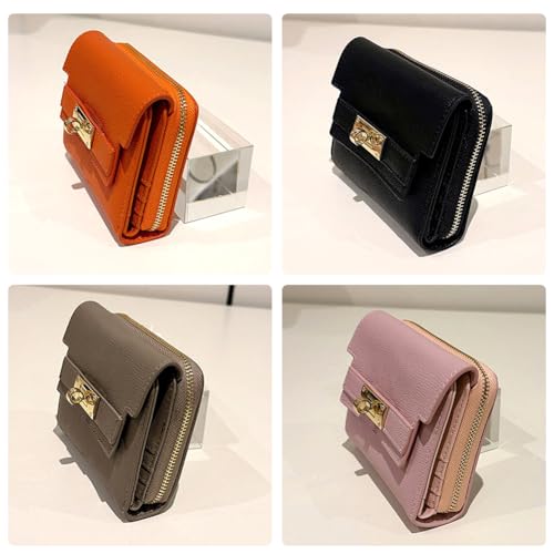 PU Leather Women's Wallet Credit Card Small Wallet Short Large Capacity Card Holder Case Zipper Organizer Accordion Wallet (Gray)4