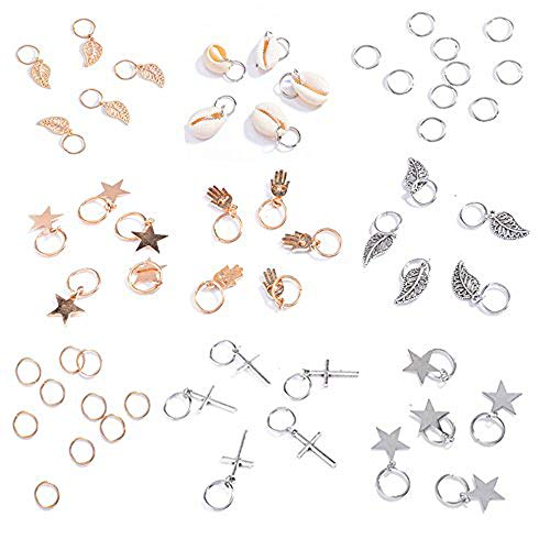 SALOCY Hair Braid Rings,Hair Charms Braid Accessorie,Gold and Silver,60 Pieces