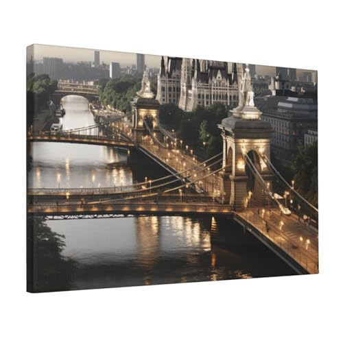 Toile vue sur la ville pour habiller un grand mur vide de chambre