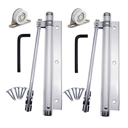 YUOIP® Cierrapuertas,Muelle Automatico Cierrapuertas,Cuerpo de aleación de aluminio,Resortes ajustables cierrapuertas,Soportes de rodamientos,Fácil de instalar,Fuerza de resorte 45kg(2 Piezas)