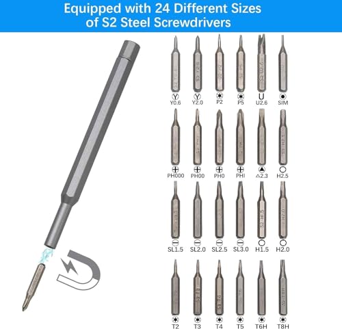 24-in-1 Mini Precision Screwdriver Set with Case | Magnetic Small Flathead, Phillips, Torx Screwdriver Kit for Electronics, Smartphone, Laptop, PC, Watches, Glasses, Jewelry Repair, DIY Tools - Image 7