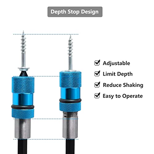 Seonfook 3Pcs 60Mm Drywall Screw Bits Setter Dimpler Magnetic Bit Holder With Phillips Ph2 Screwdriver Bits 1/4 Inch Hex Shank Driver Bits Adjustable Depth Screw Holder (Blue) #TOP5