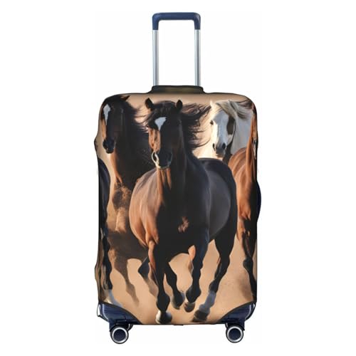 Housse élastique pour valise XL blanche à motif chevaux de course (45,7-81,3 cm)
