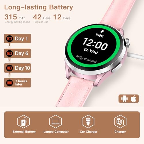 Kieslect Smart Watch for Women, 1.32" AMOLED Display, Pink Fitness Tracker with Call Function, 170+ Sports Modes, Heart Rate Monitor, 5ATM Waterproof by Kieslect - Image 4