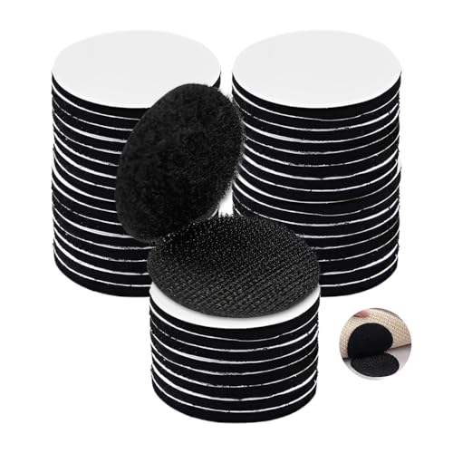 HMCEY Lot de 40 Paires Scratch Autocollant Double Face Noir,Scratch Autocollant Rond 5 CM,Scratchs Adhésif pour Tissus,Bande Adhesive Double Face,Bande Adhésif Puissant pour Fixation de Draps