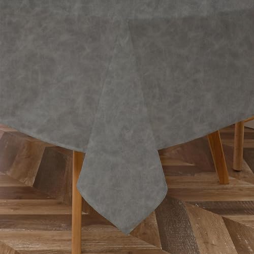 Majestic Giftware PU Faux Leather Rectangle Tablecloth | (TCE65-54144) Ashgrey Waterproof & Spill Proof Dining Table Cover | Decorative Washable Tablecloth for Home, Kitchen, Party (54X144)