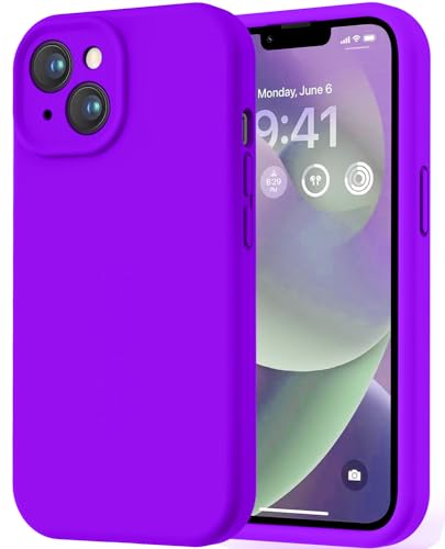 Image of LOVE 3000 Designed for iPhone 14 Case, Premium Silicone with [Soft Anti-Scratch Microfiber Lining] Shockproof Protective Phone Case for Men Women Girls 6.1 inch, Neon Purple