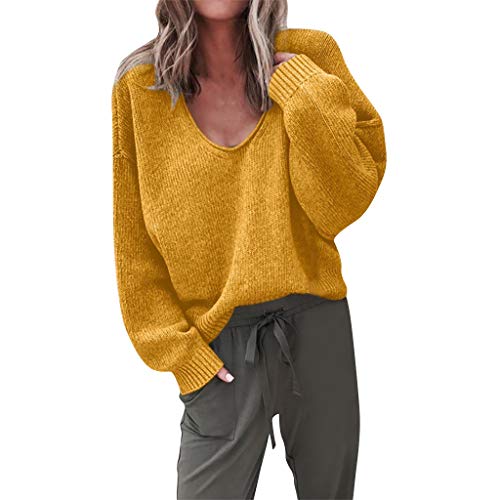 Preisvergleich Produktbild Cramberdy Damen Pullover, Langarm Einfarbig Sweatshirt Strickpullover Strickpulli Teenager Mädchen Pullis Hoodies Damen Winterpullover Wärme Kurze Blusen Oberteil Herbst Kleidung