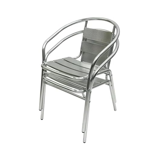 BE Furniture 2 x Aluminium Garden Chairs, 2 x Stacking Aluminium Chairs, Cafe Bistro Chair
