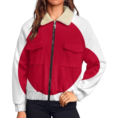 Sweatshirt chaud femme avec poche veste polaire rouge et blanc d'hiver