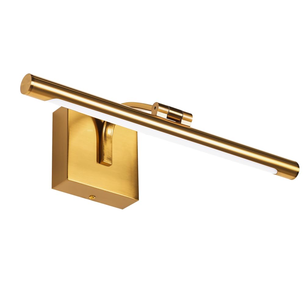 WAMBLZ Picture Light for Wall 15.7 inch Hardwired Art Lighting for Paintings Gold Brass 2800K Dimmable Gallery Light with Rotatable Light Tube