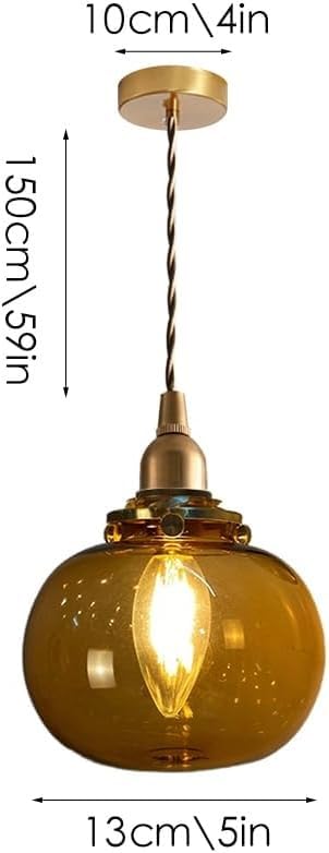 Lámpara colgante de vidrio de 5" con pantalla E14 para techo de comedor 7
