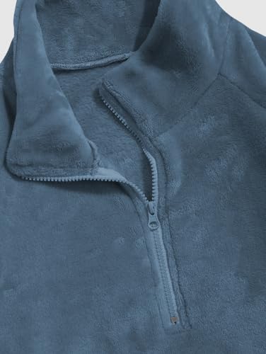 Image of ZAFUL Men 1 /4 Zipper Ethnic Aztec Fleece Unisex Winter Sweatshirt Tops 2026 | Funnel Neck Fluffy Polar Fleece Faux Sherpa Soft Thermal Pullover Kangaroo Pocket Jacket Hoodie Tops