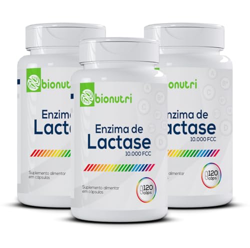 Kit 3x Enzima Lactase Premium 10.000 Fcc 120 Cápsulas Intolerância a Lactose Bionutri