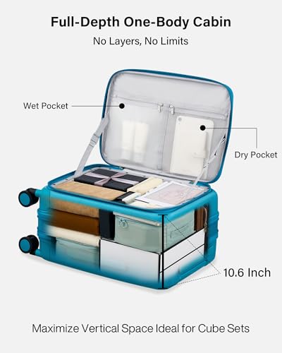 Image of Hanke Hardside Expandable Carry On Luggage, 20 Inch Top Opening Trunk Luggages with Spinner Wheels, All-PC Hard Shell Carry-On Suitcase, Lightweight & TSA Airline Approved (Caribbean Blue, 46L)