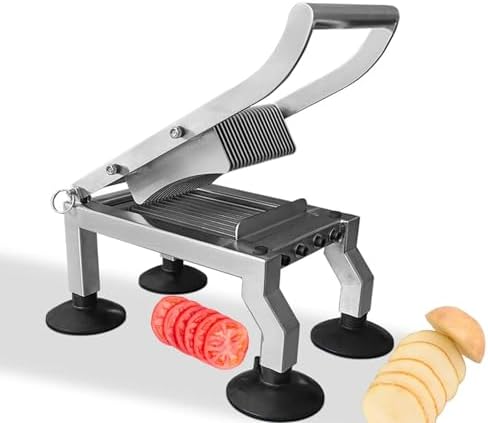 Manual Vegetable Cutter with Suction Cups - Effortlessly Slices Tomatoes, Cucumbers, Onions for Kitchen Use