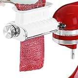 Adjustable 3 Thickness Meat Tenderizer Attachment for Kitchenaid Mixers, Dishwasher Safe Durable Metal Housing & Plastic Rollers/Gears Accessories-White