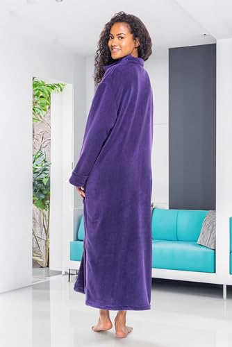Image of Alexander Del Rossa Long Zip Up Robes, Plush Zipper Robes for Plus Size, Housecoats Zipper Front