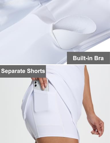 Seamaid Square Neck Tennis Dresses For Women Golf Dress With Built-In Shorts Bra With Pockets For Athletic Sports Workout White Xs thumb #3