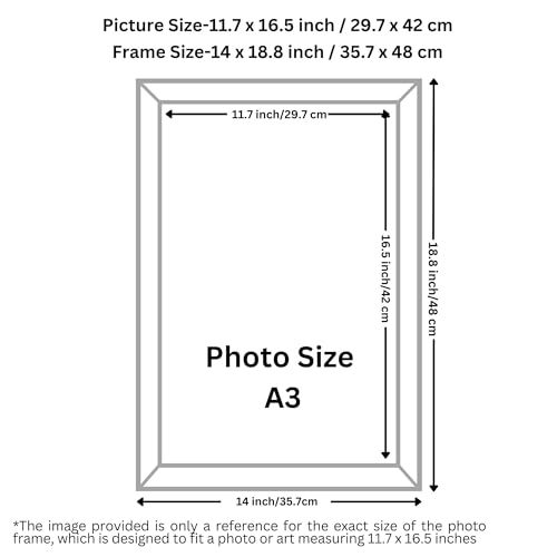 Image of Handmade Black Wooden Photo Frame, A3 (29.7 x 42 cm) Display for Artworks, Pictures and Photos of Your Loved Ones, Best for Home, Office, Wall Decor, Living Room, Bedroom, Black