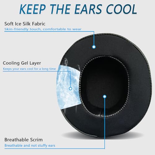 Repuestos de almohadillas de gel refrigerante para auriculares Audio-Technica ATH-M50X y modelos compatibles miniatura 5