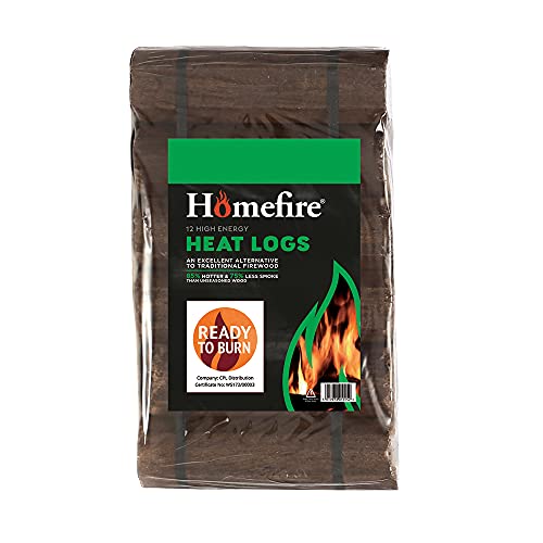 Homefire 100% Recycled Wood Heatlogs 12 high-energy ultra-dry logs Suitable for wood burners multi-fuel stoves open fires chimeneas