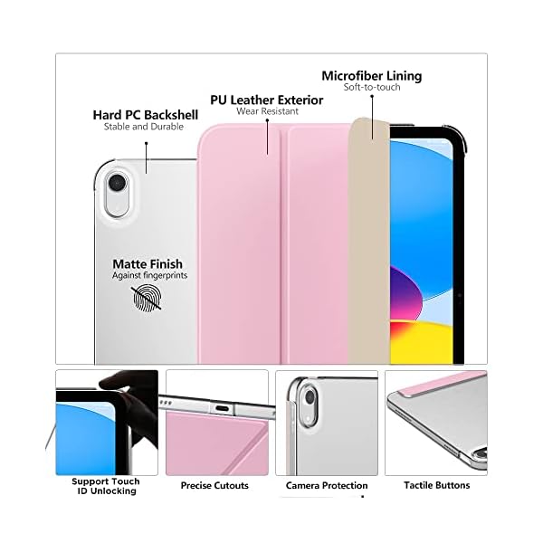 MoKo Hülle für ipad 10. Generation 2022, ipad 10,9 Hülle Dünne Leichte PU Leder Tablet Hülle mit Auto Schlaf/Aufwach… – Bild 4