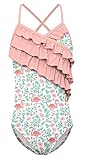 Flamingo Swimsuits for Child Girls Summer Surfing One Piece Bathing Suit Breathable Quick Dry Ruffle Flounce Bikini Swimwear 6-7 Years