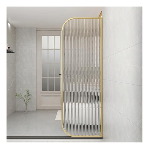 Mampara de ducha estriada para habitación húmeda, elegante divisor de cristal para ducha y sala de estar, puerta de panel individual dorado fácil de limpiar (30 x 100 cm), perfecto para oficina en