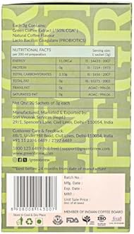 Greenbrrew Natural Green | 100% Unroasted Coffee | Classic Blend | Daily Regular | 20 Servings | 60g (Pack Of 2)