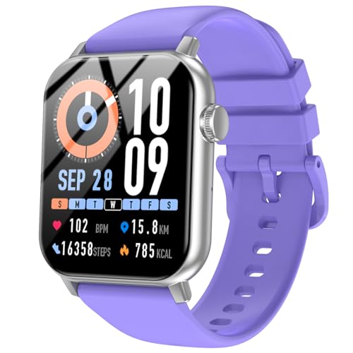 Image of Smart Watches for Men Women with Bluetooth Calling, 1.83 inch HD Touchscreen Fitness Tracker, IP68 Waterproof, 120+ Sports Modes, Heart Rate & Sleep Monitor, Activity Tracker for iPhone Android (Purple)
