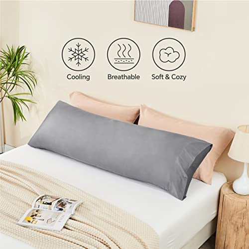 Image of BEDELITE Body Pillow Pillowcase, Rayon from Bamboo, Silver Grey, 20 inchx54 inch | Cooling and Breathable Body Pillow Cover for Hot Sleepers & Night Sweats, Silky Soft Full Long Pillow Case, Envelope Closure