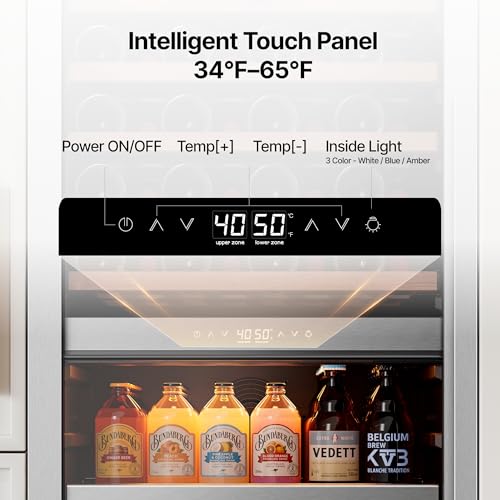 Image of Ca'Lefort 24 Inch Wine & Beverage Center - 112 Can & 40 Bottle | 55-Inch Tall Wine Cellar, Quiet Inverter Compressor, Precise 40-65F Temperature Control, Glide-Out Shelves & Storage Drawer