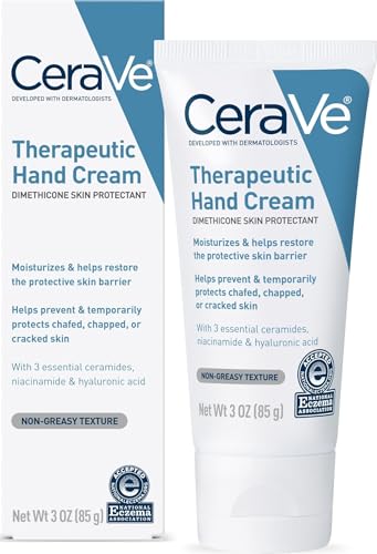CeraVe Therapeutic Hand Cream, Hyaluronic Acid & Niacinamide Lotion, 3oz