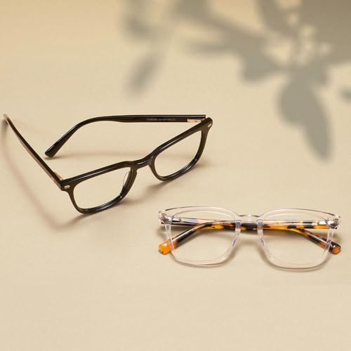 Gafas rectangulares vintage JJDFW de marco grueso transparente para oficina y diario 2