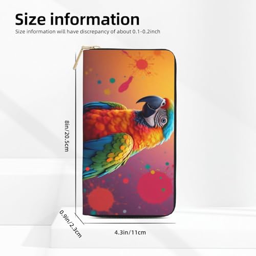 Wallet Women - Colorful Parrot-C Print Leather Wallet for Women with Zipper, Cute Bifold Long Ladies Wallets2