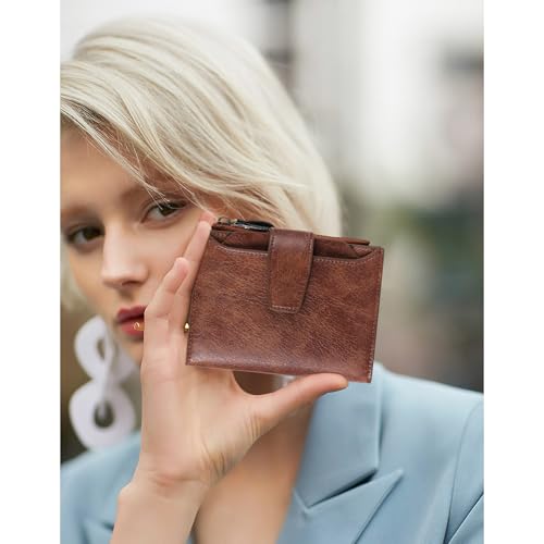 Image of FALAN MULE Small Wallet for Women Leather Bifold Compact RFID Blocking Small Womens Wallet Purse