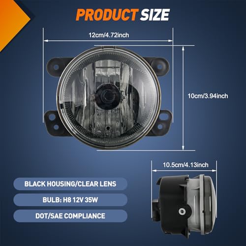 Image of Nilight Fog Lights Assembly Compatible with 2007 2008 2009 Jeep Wrangler | 2005-2008 Dodge Magnum 2009 Journey 2006-2010 Chrysler PT Cruiser 2005-2010 300 Touring Models Smoke Lens