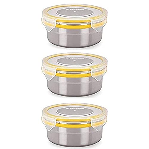 Sensimon Fullmeal Tiffin | 3 Stainless Steel Lunch Containers | Leakproof Microwave | Airtight Leakproof lid Containers for Kids and Adult - Assorted Color (3 Container) (B09MB2KMS4) Amazon Price History, Amazon Price Tracker