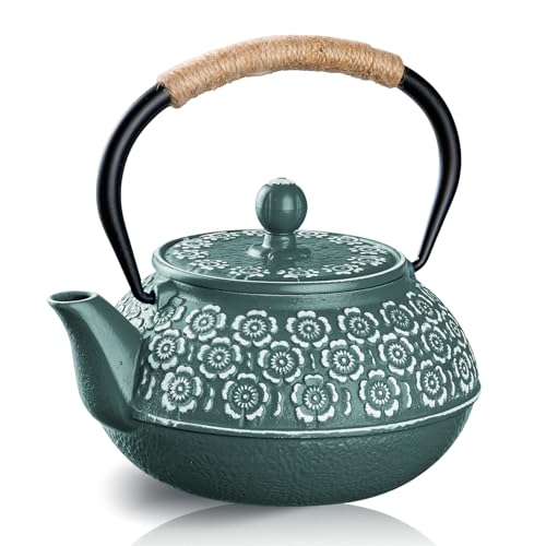 PluieSoleil Heat-Resistant Stovetop Teapot with Removable Strainer, 900ml Cast Iron Loose Leaf Infuser, Traditional Japanese Tetsubin Kettle