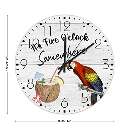 Horloge murale en bois décorative au design oiseau et fleurs
