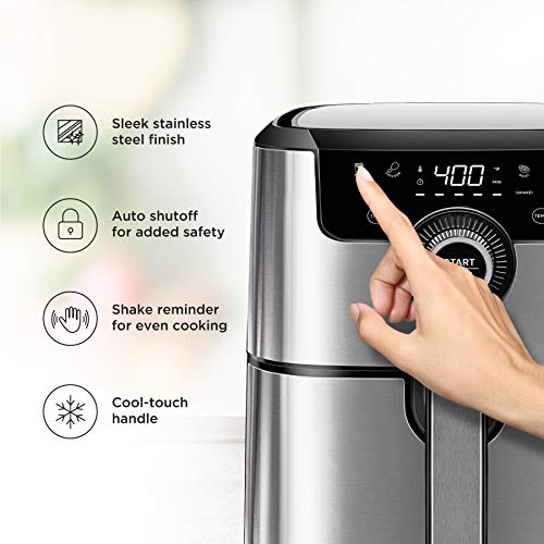 Chefman Air Fryer Healthy Cooking, 4.5 Qt,User Friendly And Dual Control Temperature, Nonstick Stainless Steel, Dishwasher Safe Basket, W/ 60 Minute Timer & Auto Shutoff #TOP2