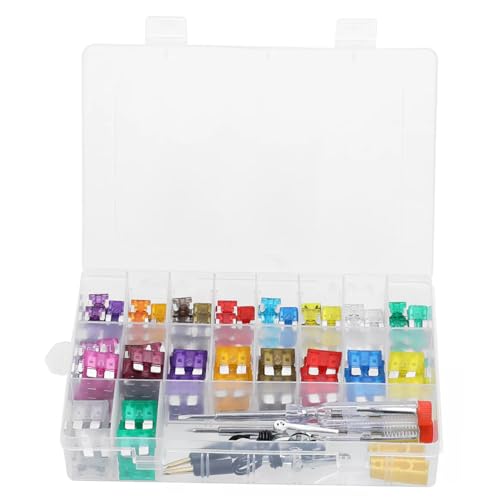 Kit de 300 fusibles automotrices mini con probador, resistente a altas temperaturas, almacenamiento compacto en aluminio para autos, camiones, motocicletas y más miniatura 1