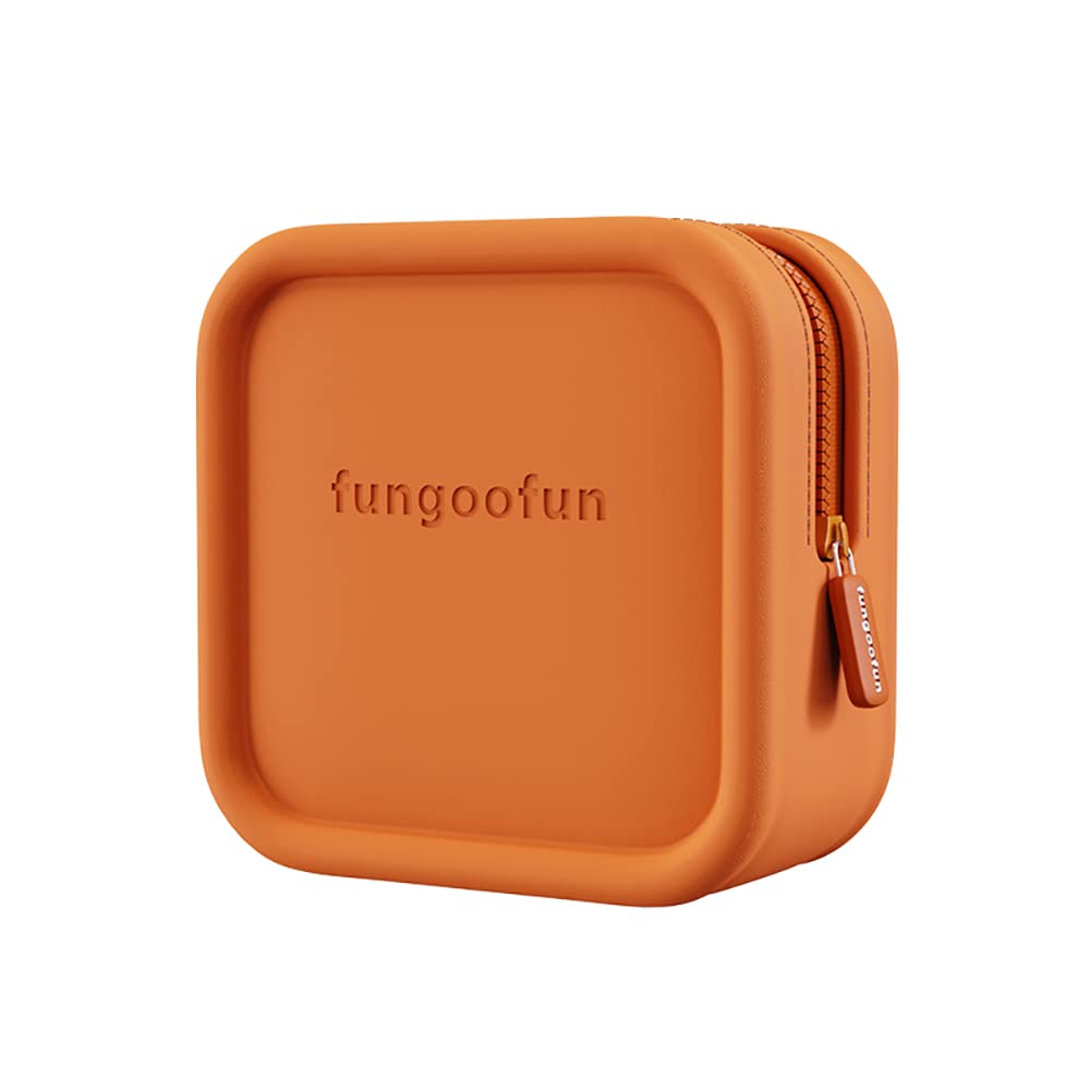 fungoofun Orange Hard Drive Travel Case – Small Electronic Bag for Women, EVA Shockproof Organizer Bag, Electronic Storage Case for Cord/SD/Charger USB Cable Tech Bag, Adapter Organizer Pouch…