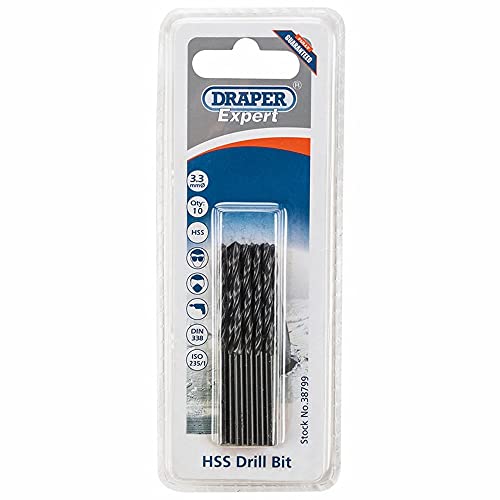 Draper 38799 Expert HSS Drill Bit, 3.3mm diameter , Pack of 10 , Blue