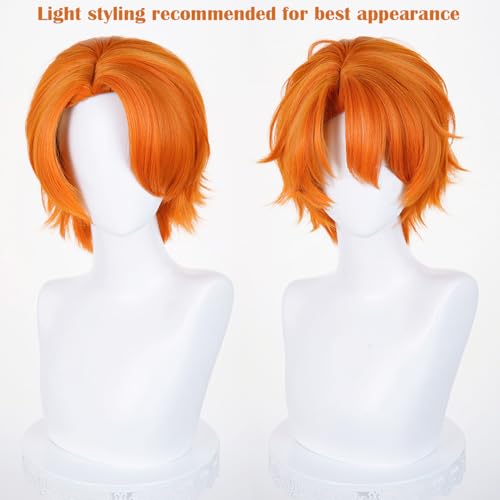 Image of LABEAUTE Unsex Cosplay Wig for Men Woman for Short Straight Cosplay Wig with Bangs for Anime Heat Resistant Hair for Party and Halloween (Short Orange Wig)
